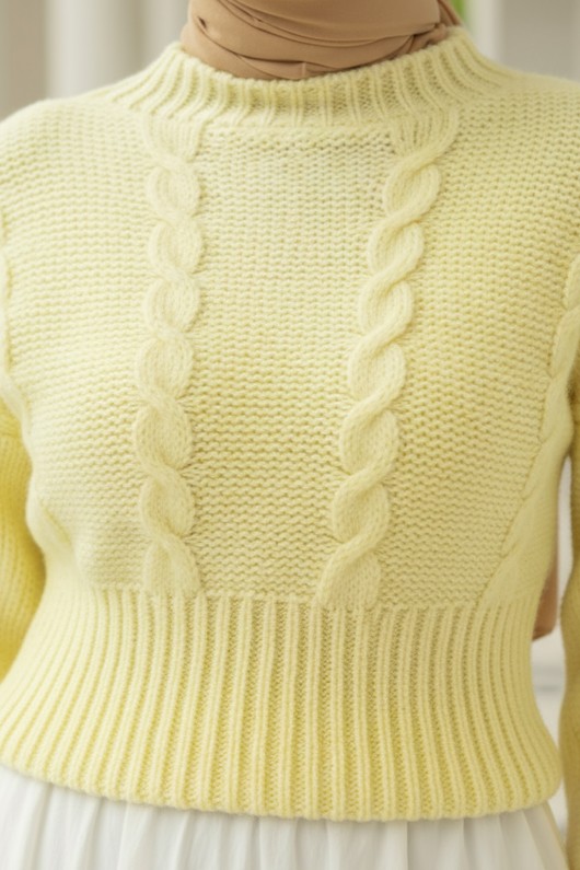 Bel Ribana Örgülü Kazak 0174 - SARI