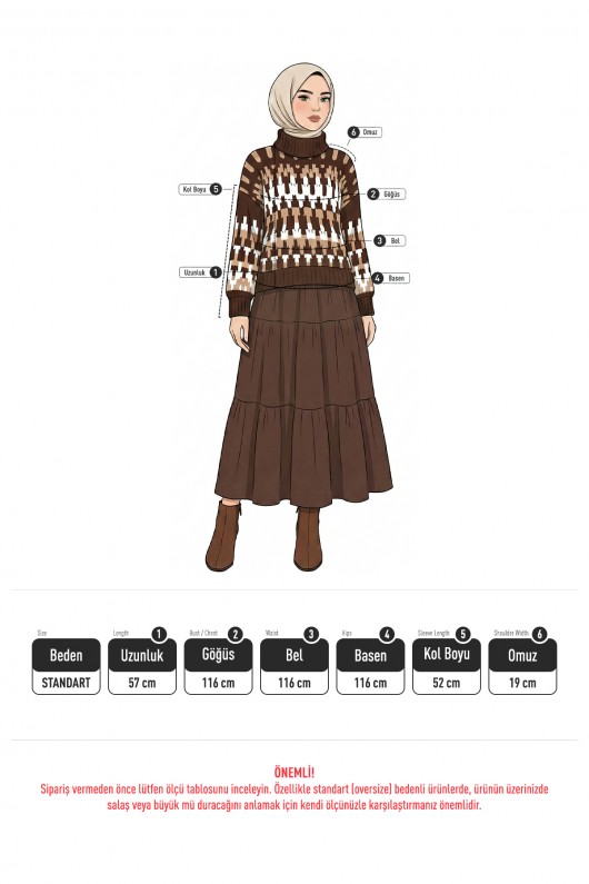 Etnik Desen Örgü Kazak 0688 - SARI