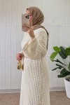 Ajurlu Triko Elbise 070336 - EKRU