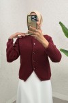 Bisiklet Yaka Düğmeli Triko Hırka 07295 - BORDO Bisiklet Yaka Düğmeli Triko Hırka 07295 - BORDO