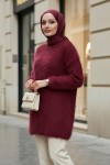Sakallı Örme Triko Tunik 07314 - BORDO