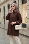 Sakallı Örme Triko Tunik 07314 - KAHVERENGİ