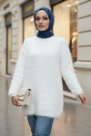 Sakallı Örme Triko Tunik 07314 - KREM