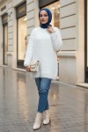 Sakallı Örme Triko Tunik 07314 - KREM