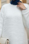 Sakallı Örme Triko Tunik 07314 - KREM