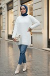 Sakallı Örme Triko Tunik 07314 - KREM