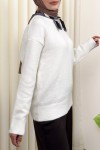 Yumuşak Dokulu Oversize Triko Kazak 07320 - BEYAZ Yumuşak Dokulu Oversize Triko Kazak 07320 - BEYAZ