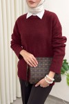 Yumuşak Dokulu Oversize Triko Kazak 07320 - BORDO Yumuşak Dokulu Oversize Triko Kazak 07320 - BORDO