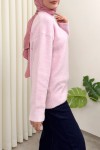 Yumuşak Dokulu Oversize Triko Kazak 07320 - PEMBE Yumuşak Dokulu Oversize Triko Kazak 07320 - PEMBE