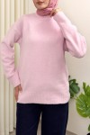 Yumuşak Dokulu Oversize Triko Kazak 07320 - PEMBE Yumuşak Dokulu Oversize Triko Kazak 07320 - PEMBE