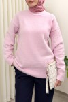 Yumuşak Dokulu Oversize Triko Kazak 07320 - PEMBE Yumuşak Dokulu Oversize Triko Kazak 07320 - PEMBE