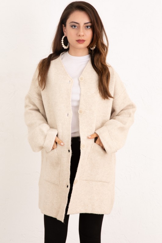 Cepli Triko Hırka 07446 - EKRU