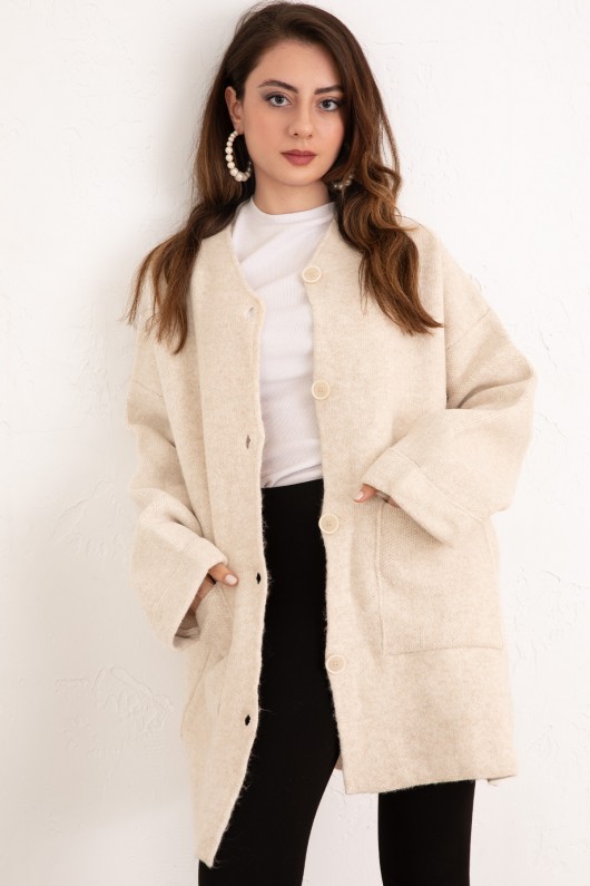 Cepli Triko Hırka 07446 - EKRU