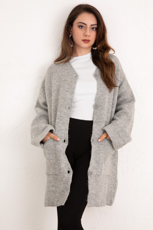 Cepli Triko Hırka 07446 - GRİ