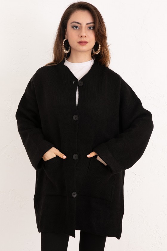 Cepli Triko Hırka 07446 - SİYAH