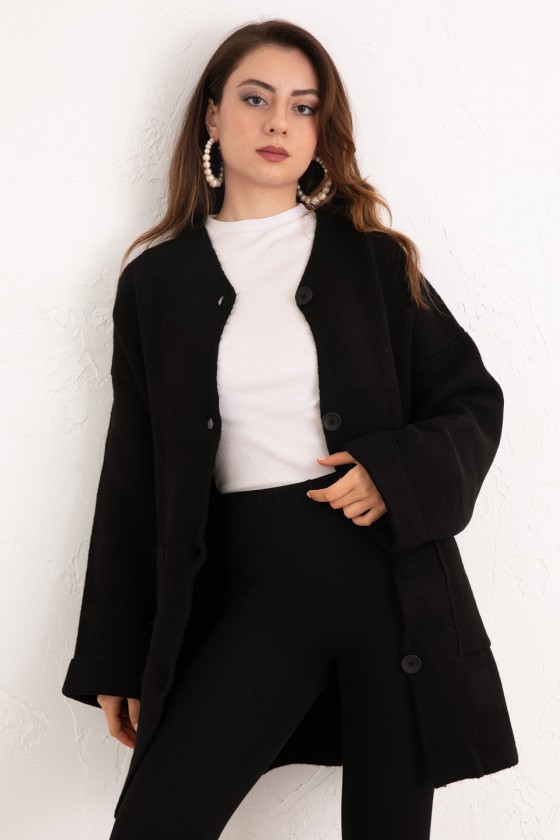 Cepli Triko Hırka 07446 - SİYAH