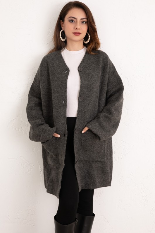 Cepli Triko Hırka 07446 - ANTRASİT