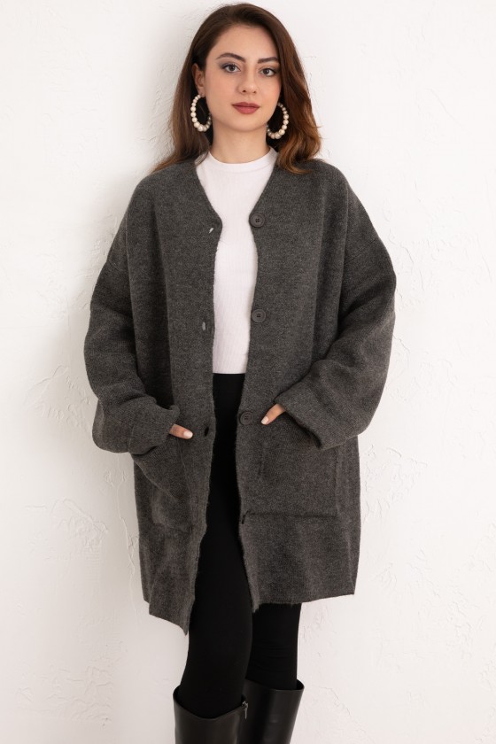 Cepli Triko Hırka 07446 - ANTRASİT