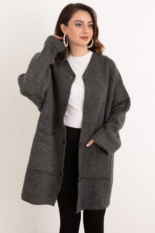 Cepli Triko Hırka 07446 - ANTRASİT