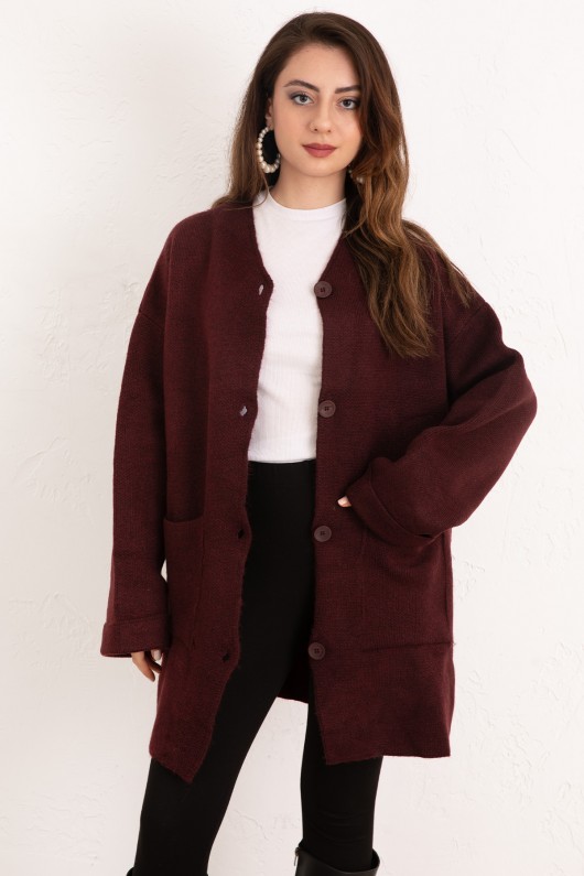 Cepli Triko Hırka 07446 - BORDO