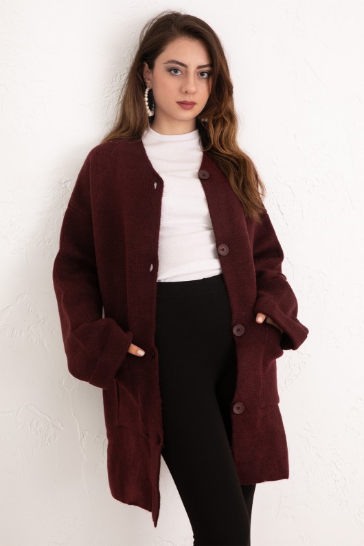 Cepli Triko Hırka 07446 - BORDO