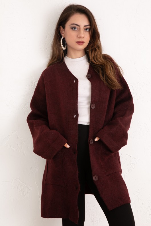 Cepli Triko Hırka 07446 - BORDO