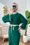 Punto Detaylı Triko Elbise 11040 - ZÜMRÜT YEŞİLİ