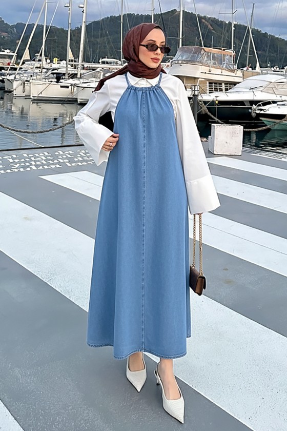 İp Askılı Denim Jile 1144 - MAVİ