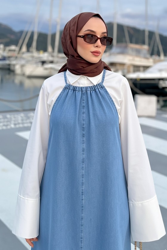İp Askılı Denim Jile 1144 - MAVİ İp Askılı Denim Jile 1144 - MAVİ