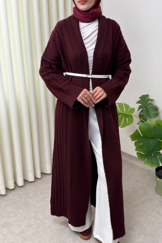 Uzun Triko Hırka 1515 - BORDO