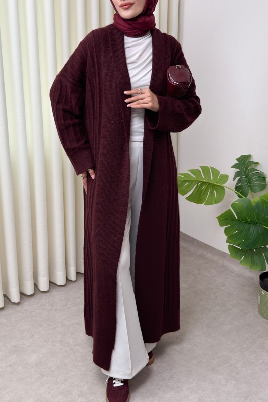 Uzun Triko Hırka 1515 - BORDO