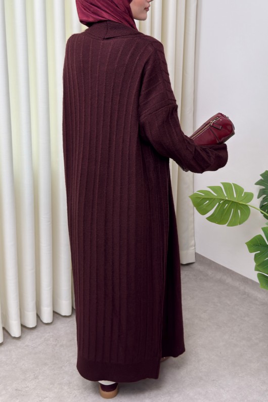 Uzun Triko Hırka 1515 - BORDO