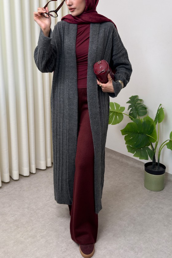 Uzun Triko Hırka 1515 - ANTRASİT