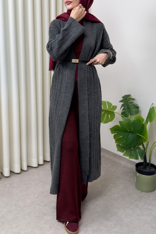 Uzun Triko Hırka 1515 - ANTRASİT