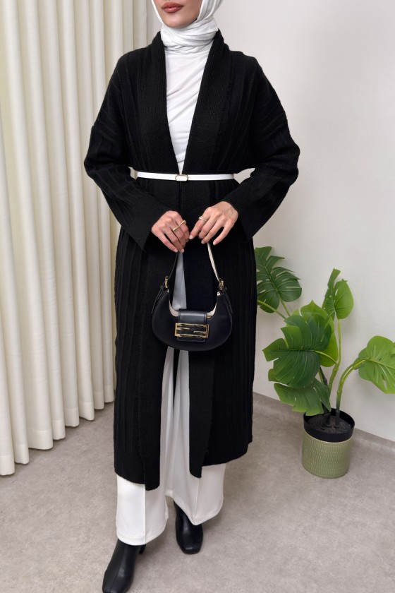 Uzun Triko Hırka 1515 - SİYAH