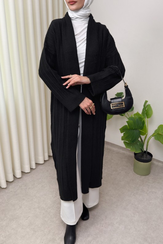 Uzun Triko Hırka 1515 - SİYAH