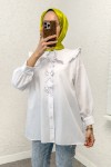 Fırfır Yakalı Tesettür Tunik 1596 - BEYAZ