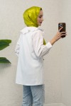 Fırfır Yakalı Tesettür Tunik 1596 - BEYAZ