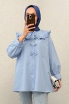 Fırfır Yakalı Tesettür Tunik 1596 - BEBE MAVİSİ