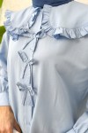Fırfır Yakalı Tesettür Tunik 1596 - BEBE MAVİSİ