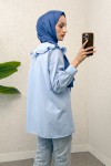 Fırfır Yakalı Tesettür Tunik 1596 - BEBE MAVİSİ