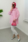 Fırfır Yakalı Tesettür Tunik 1596 - PEMBE Fırfır Yakalı Tesettür Tunik 1596 - PEMBE