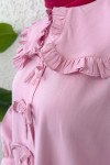 Fırfır Yakalı Tesettür Tunik 1596 - PEMBE Fırfır Yakalı Tesettür Tunik 1596 - PEMBE