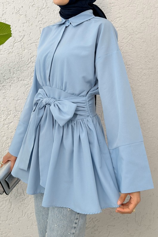 Kimono Kol Fiyonklu Tunik 1613 - BEBE MAVİSİ