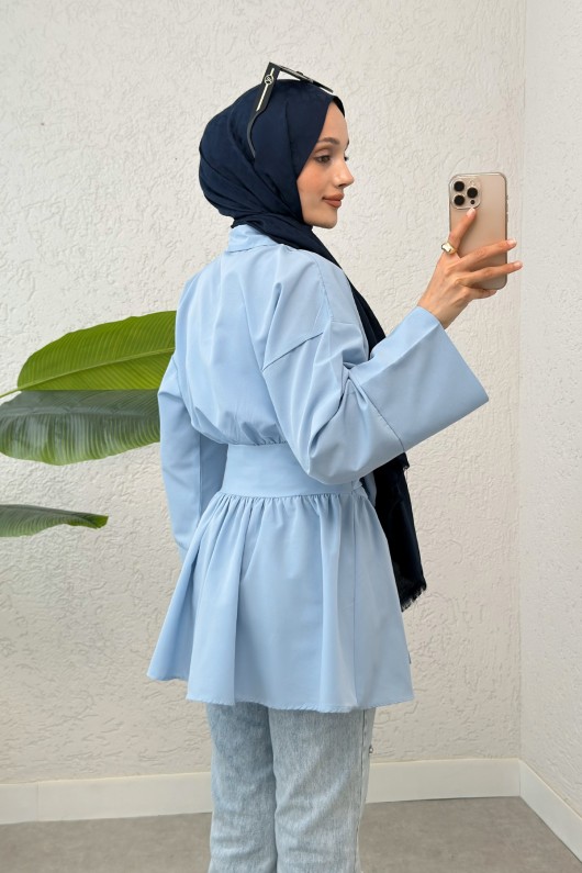 Kimono Kol Fiyonklu Tunik 1613 - BEBE MAVİSİ