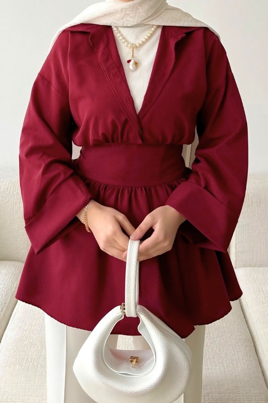 Kimono Kol Fiyonklu Tunik 1613 - BORDO