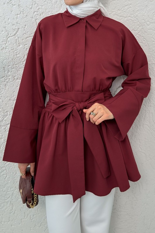 Kimono Kol Fiyonklu Tunik 1613 - BORDO