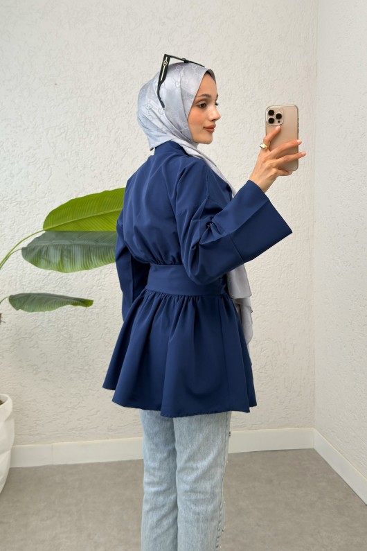 Kimono Kol Fiyonklu Tunik 1613 - LACİVERT