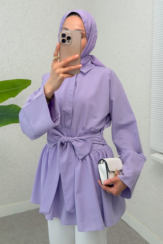 Kimono Kol Fiyonklu Tunik 1613 - LİLA