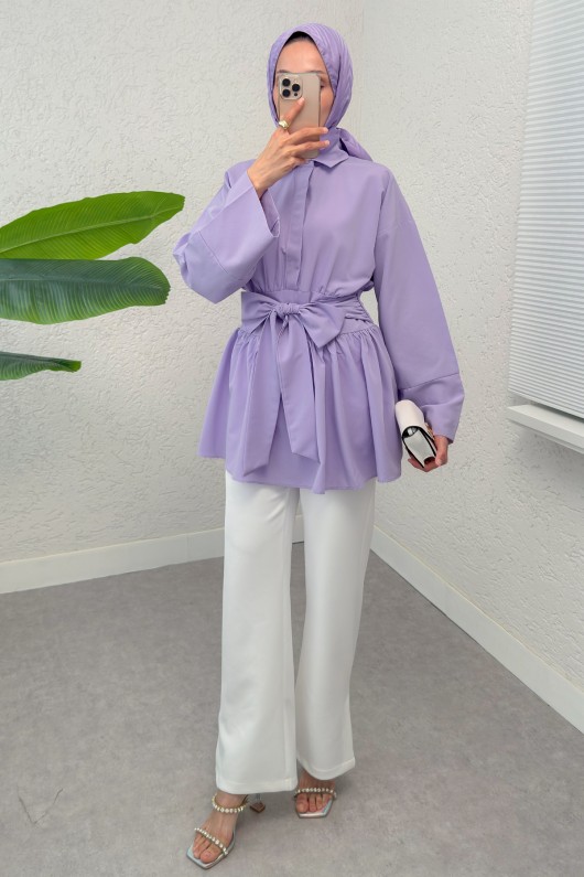 Kimono Kol Fiyonklu Tunik 1613 - LİLA